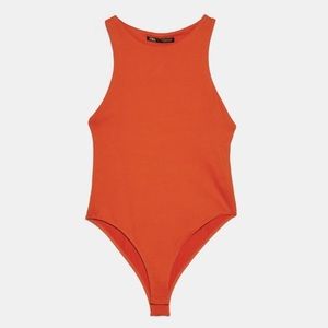 ZARA Halter Neck Orange-Red Bodysuit size m